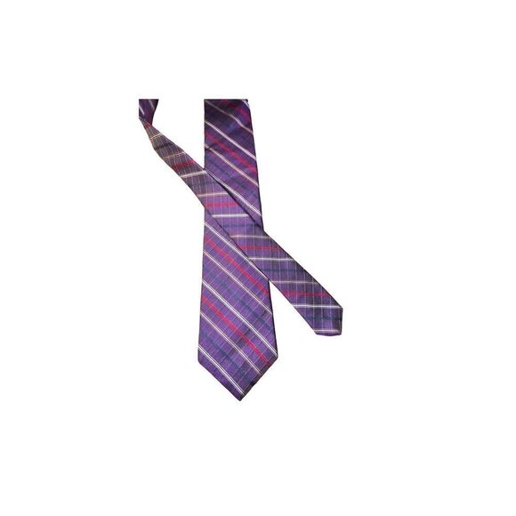 Purple Saint Laurent Striped Handmade Silk Neck Tie - Picture 1 of 4